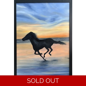 "Low Tide Horse" Oil on Canvas Painting 24x36" signed